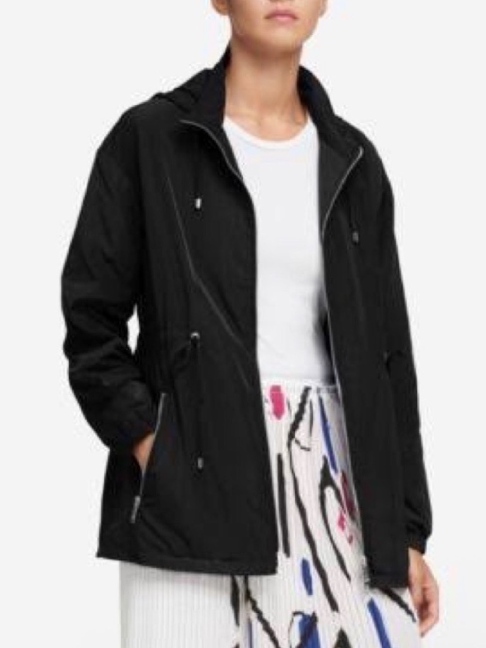 DKNY Hooded Drawstring-Waist Museum Row Jacket